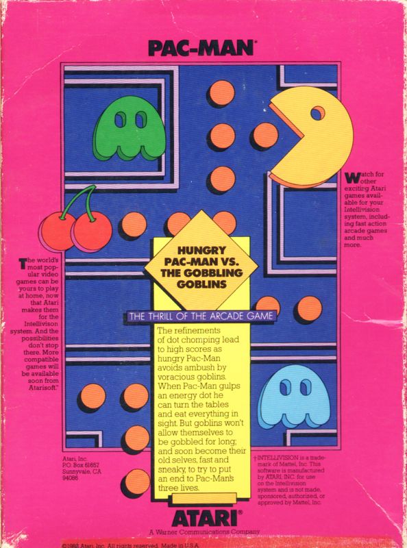 Back Cover for Pac-Man (Intellivision)