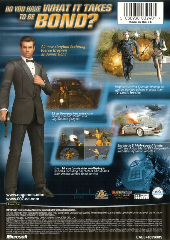 Back Cover for 007: Nightfire (Xbox)