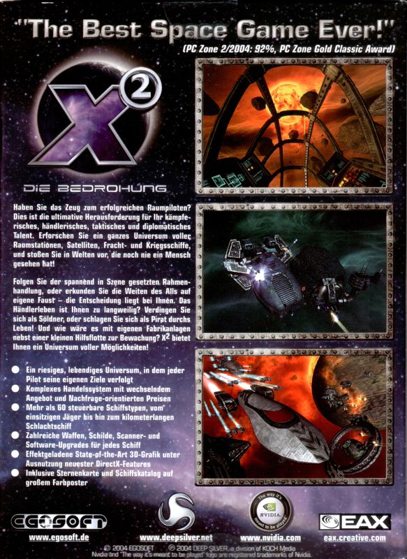 Back Cover for X²: The Threat (Windows)
