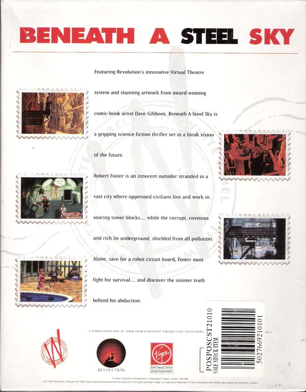 Back Cover for Beneath a Steel Sky (DOS) (The White Label release)
