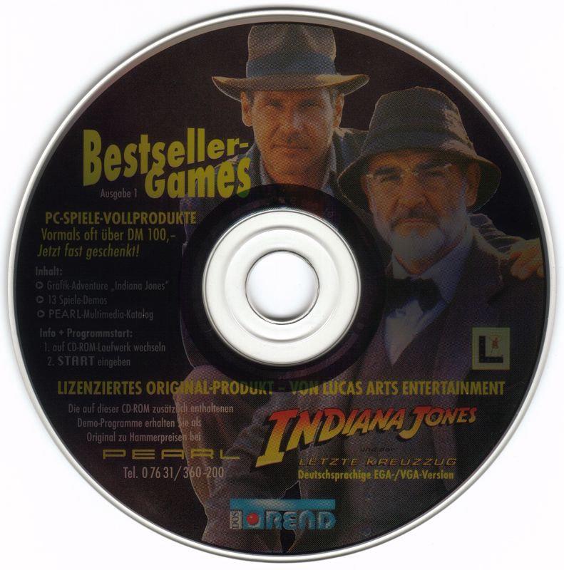 Media for Indiana Jones and the Last Crusade: The Graphic Adventure (DOS) (Bestseller Games covermount)