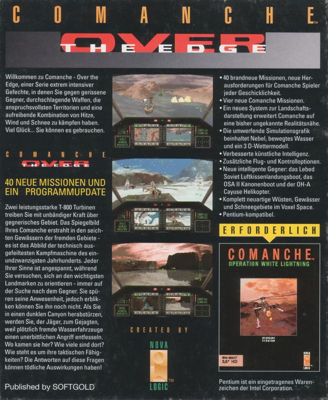 Back Cover for Comanche: Over the Edge (DOS)