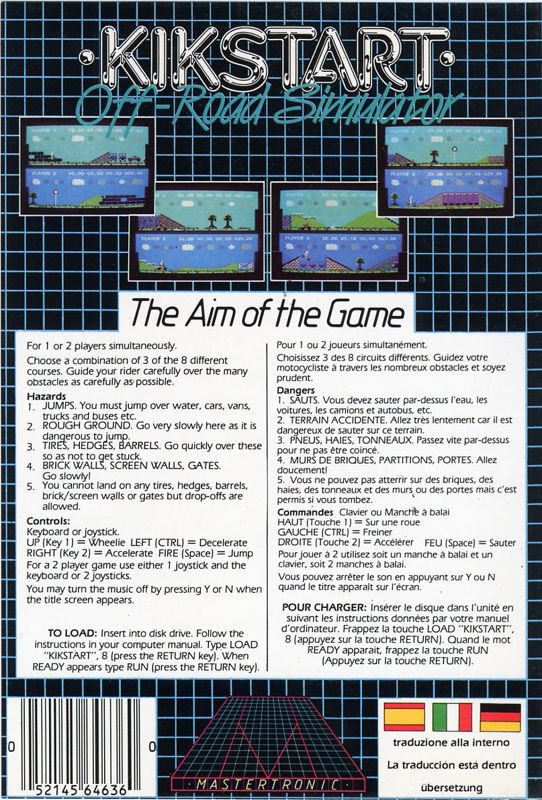 Back Cover for Kikstart: Off-Road Simulator (Commodore 64)