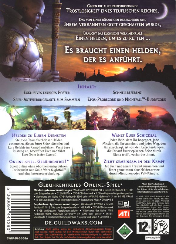 Back Cover for Guild Wars: Nightfall (Windows)