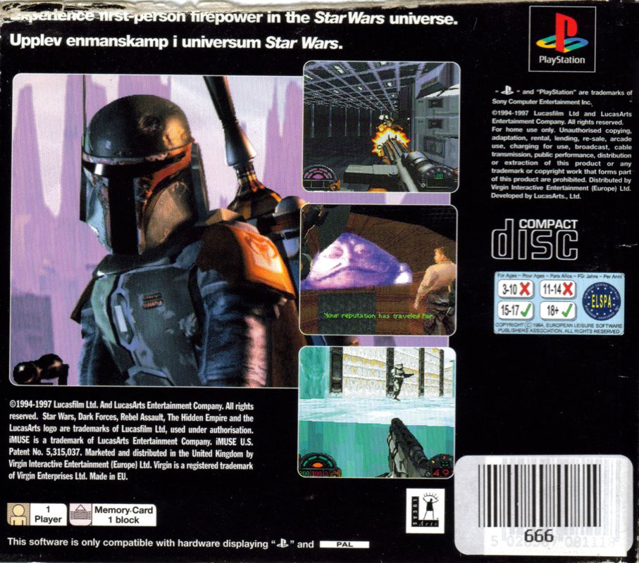 Back Cover for Star Wars: Dark Forces (PlayStation)