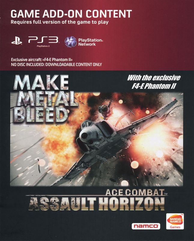 Other for Ace Combat: Assault Horizon (Limited Edition) (PlayStation 3): DLC Card - Front