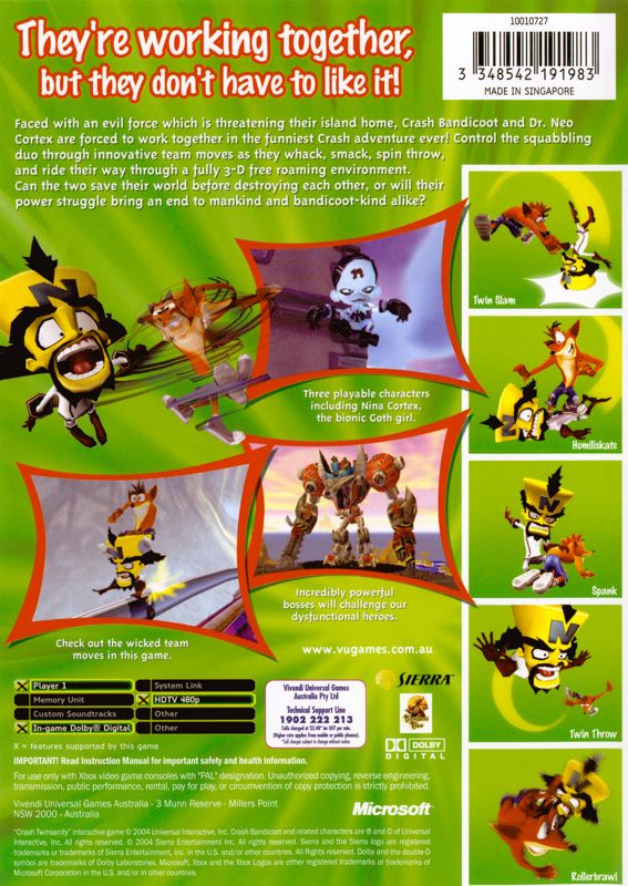 Back Cover for Crash Twinsanity (Xbox)