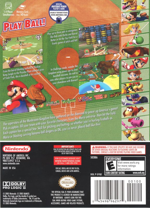 Back Cover for Mario Superstar Baseball (GameCube)