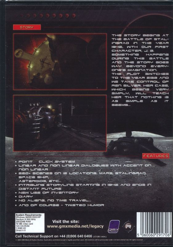 Back Cover for Legacy: Dark Shadows (Windows)