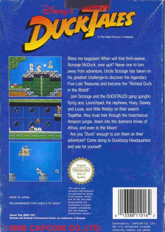 Back Cover for Disney's DuckTales (NES)