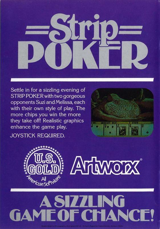 Back Cover for Strip Poker: A Sizzling Game of Chance (Commodore 64)