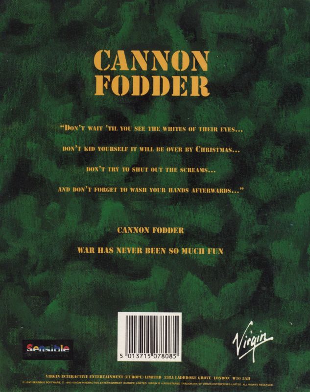 Back Cover for Cannon Fodder (Amiga)