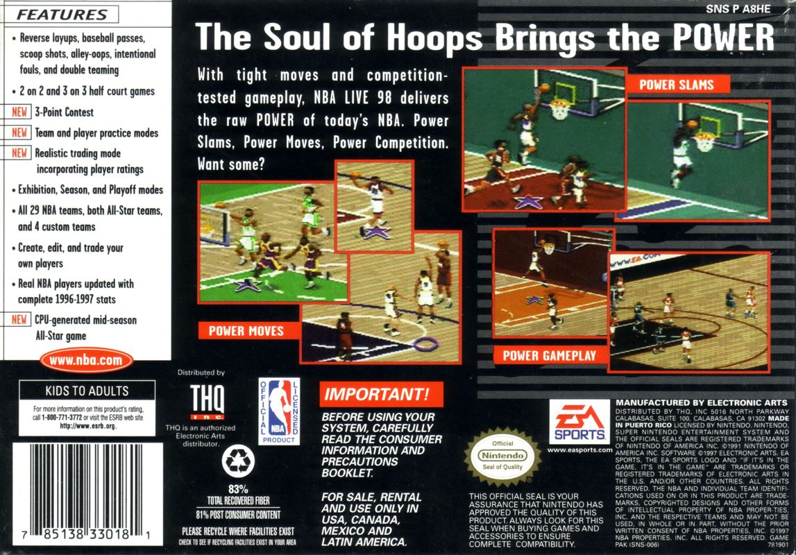 Back Cover for NBA Live 98 (SNES)