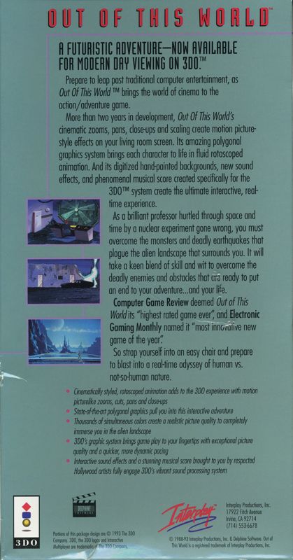 Back Cover for Out of This World (3DO)