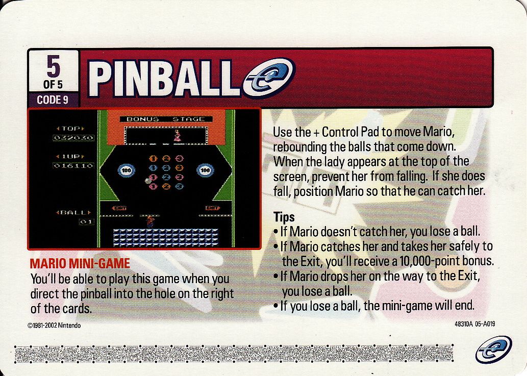 Media for Pinball (Game Boy Advance) (Card Package): e-Card 5 - Front