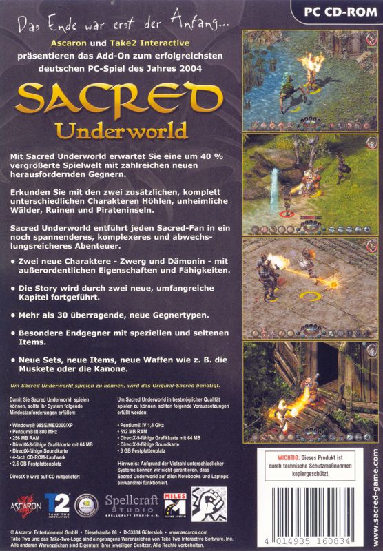Back Cover for Sacred: Underworld (Windows)