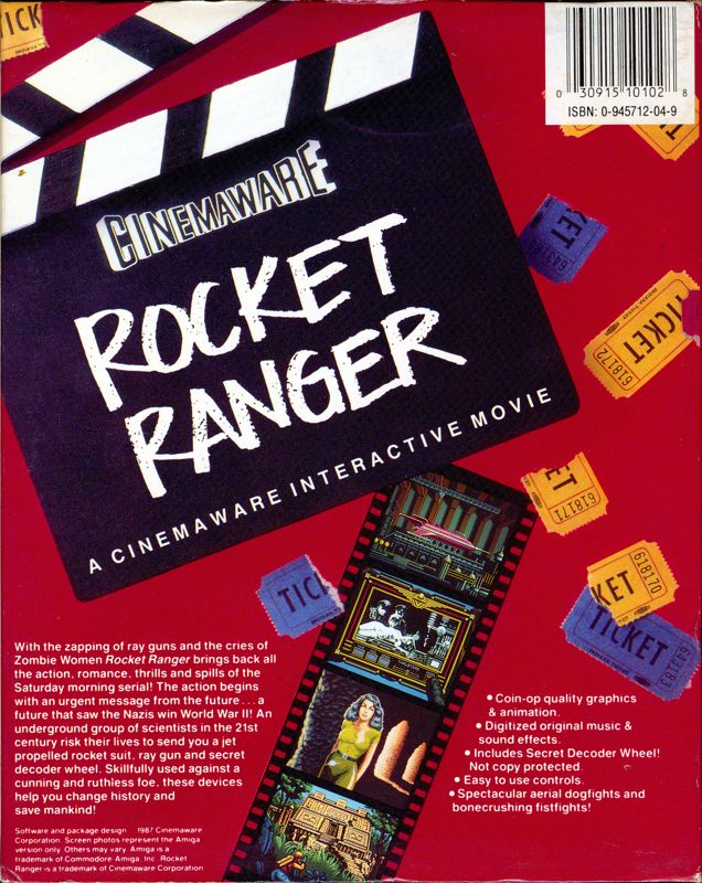 Back Cover for Rocket Ranger (Commodore 64)