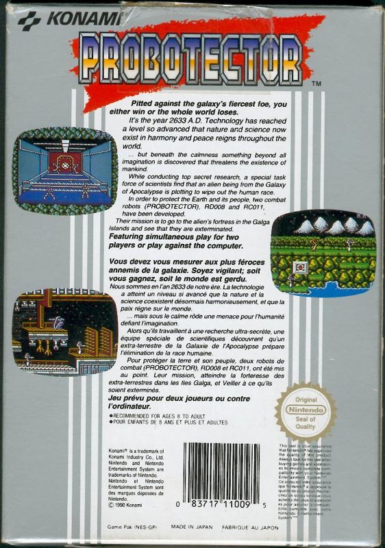 Back Cover for Contra (NES)