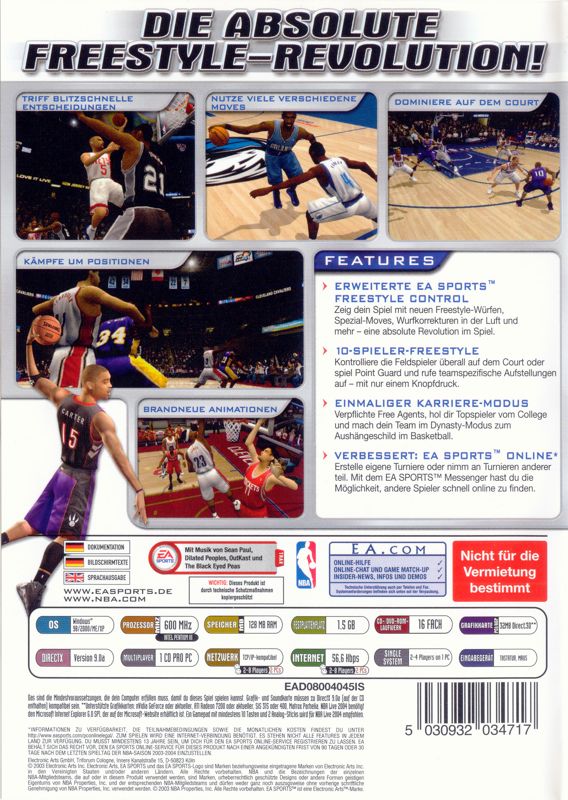 Back Cover for NBA Live 2004 (Windows)