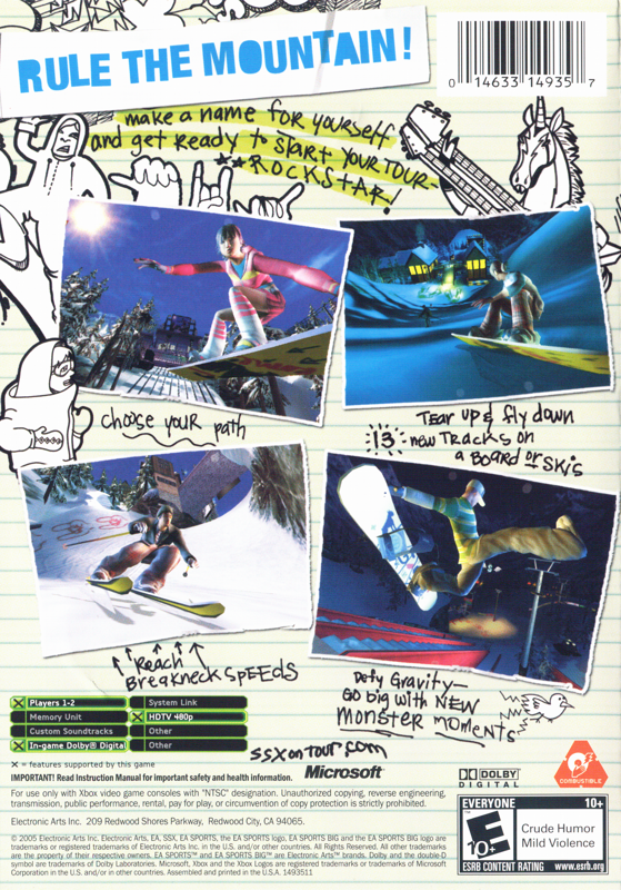 Back Cover for SSX on Tour (Xbox)