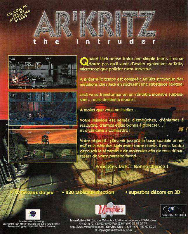 Back Cover for Ar'Kritz the Intruder (DOS)