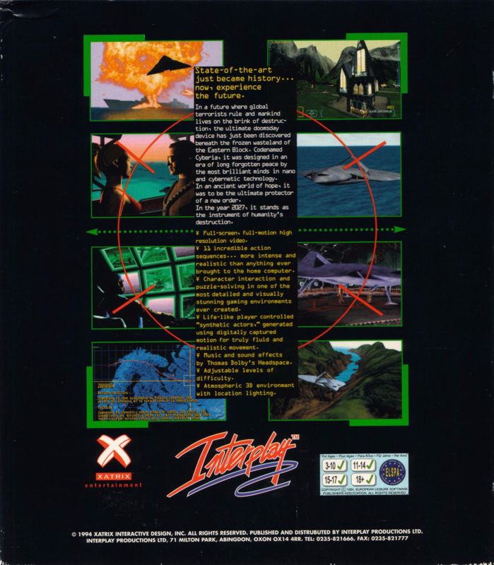 Back Cover for Cyberia (DOS)