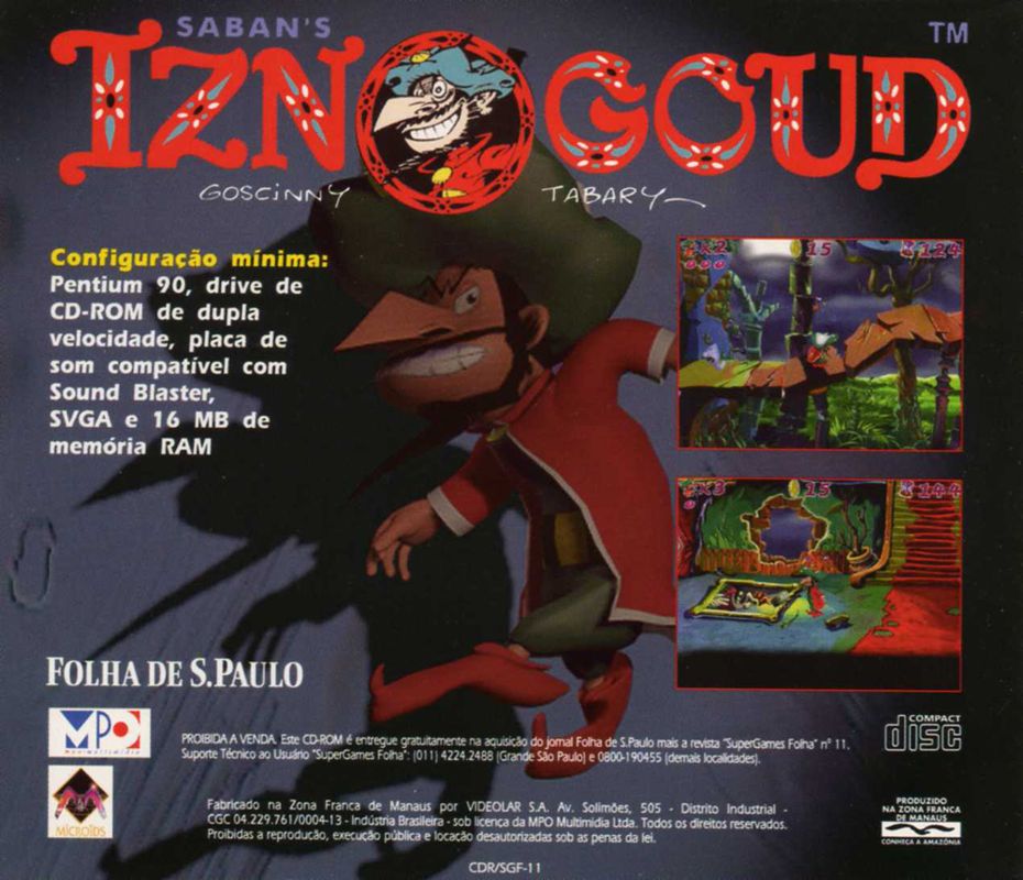 Back Cover for Saban's Iznogoud (Windows) (Super Games Folha N°11 covermount)