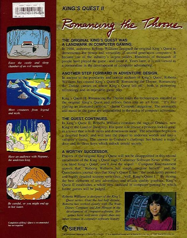 Back Cover for King's Quest II: Romancing the Throne (Apple II) (Re-release)