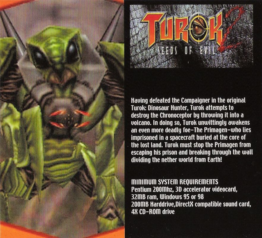 Inside Cover for Turok 2: Seeds of Evil (Windows) (incite PC Games release)