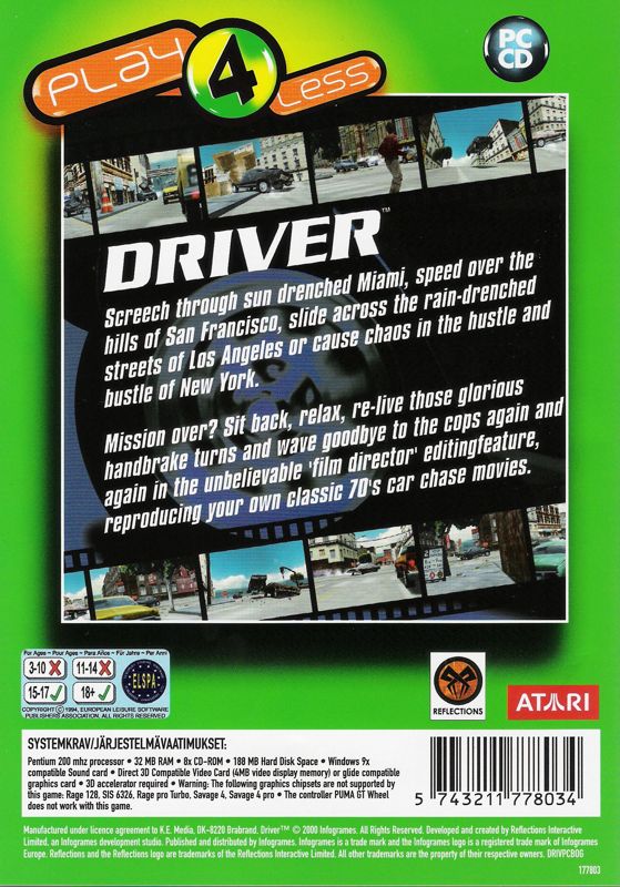 Back Cover for Driver (Windows) (Play 4 Less release)