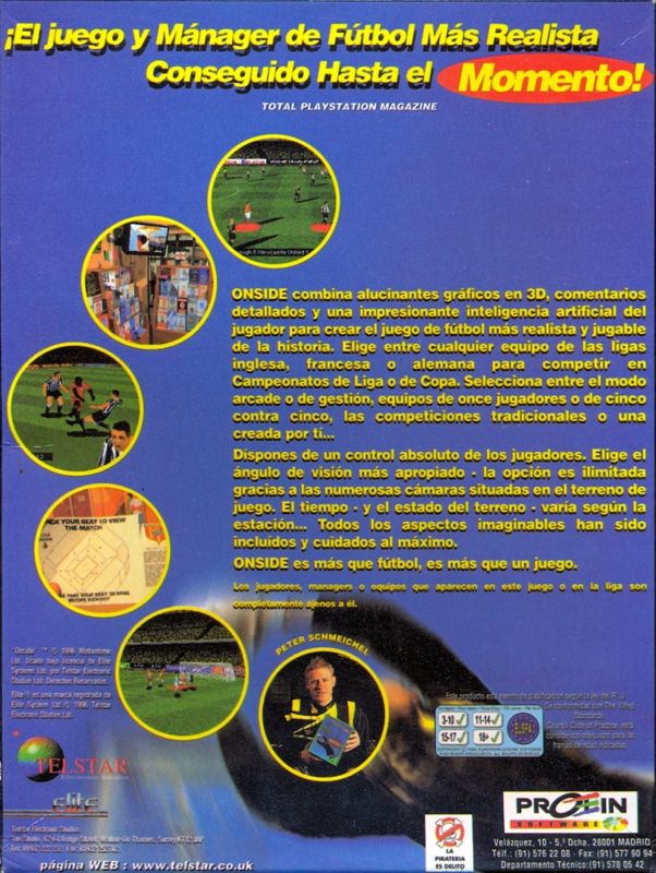 Back Cover for ONSIDE Complete Soccer (DOS)