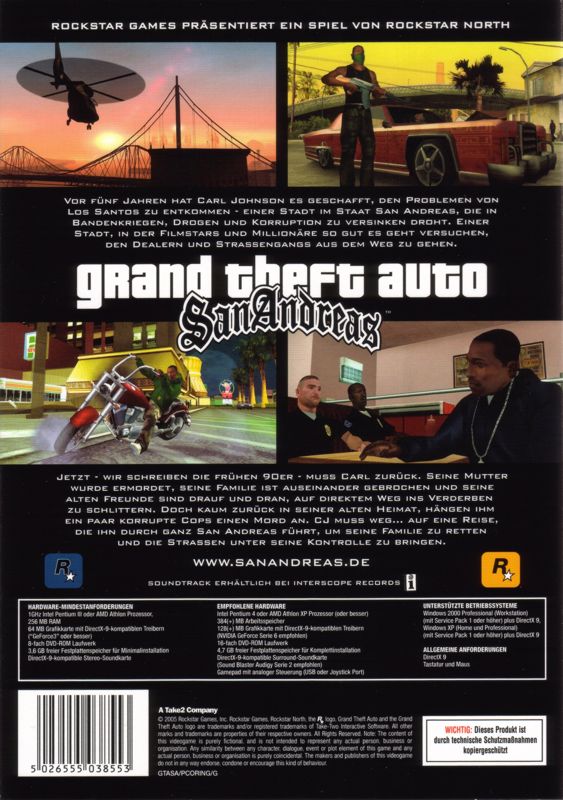 Back Cover for Grand Theft Auto: San Andreas (Windows)