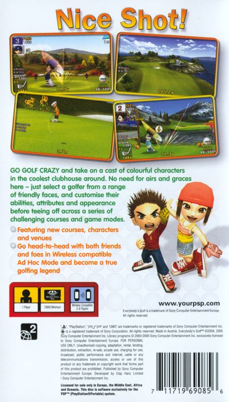 Back Cover for Hot Shots Golf: Open Tee (PSP)