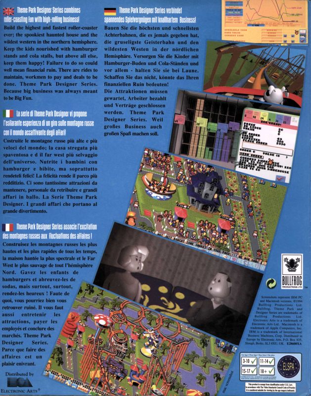 Back Cover for Theme Park (Amiga) (Amiga 1200 version)