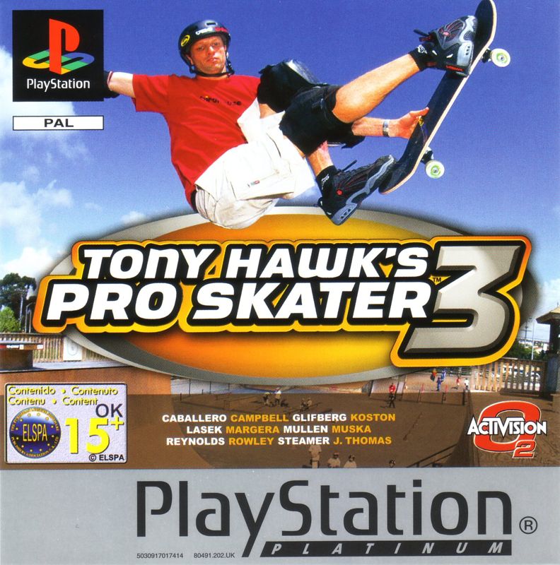 Front Cover for Tony Hawk's Pro Skater 3 (PlayStation) (Platinum release)
