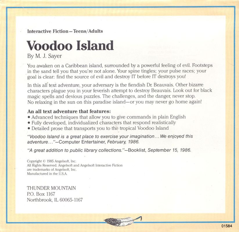 Back Cover for Voodoo Island (PC Booter)