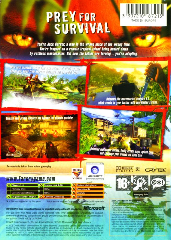 Back Cover for Far Cry: Instincts (Xbox)
