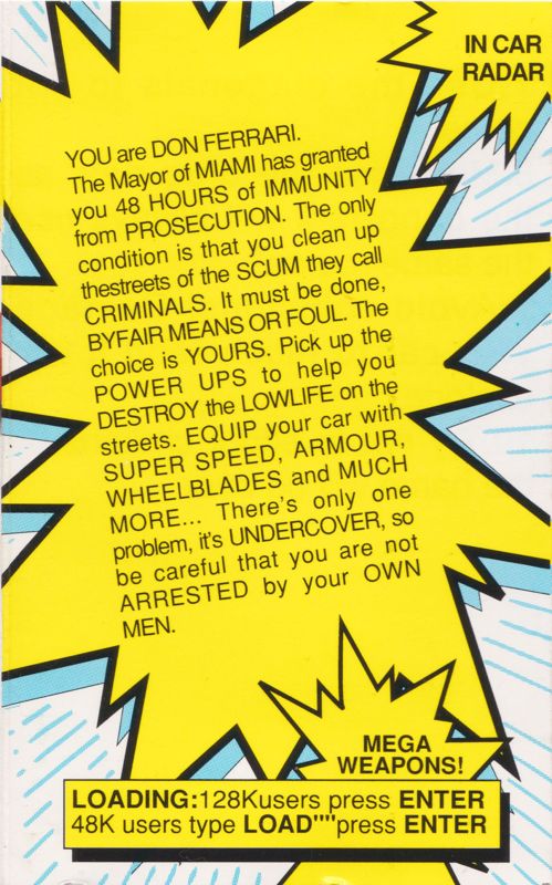 Inside Cover for Miami Chase (ZX Spectrum)