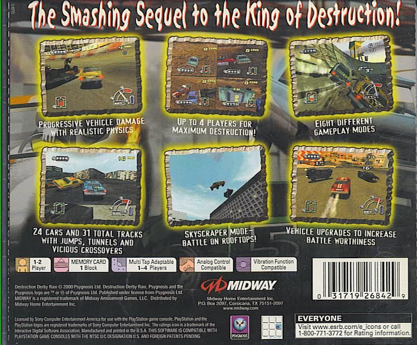 Back Cover for Destruction Derby: Raw (PlayStation)