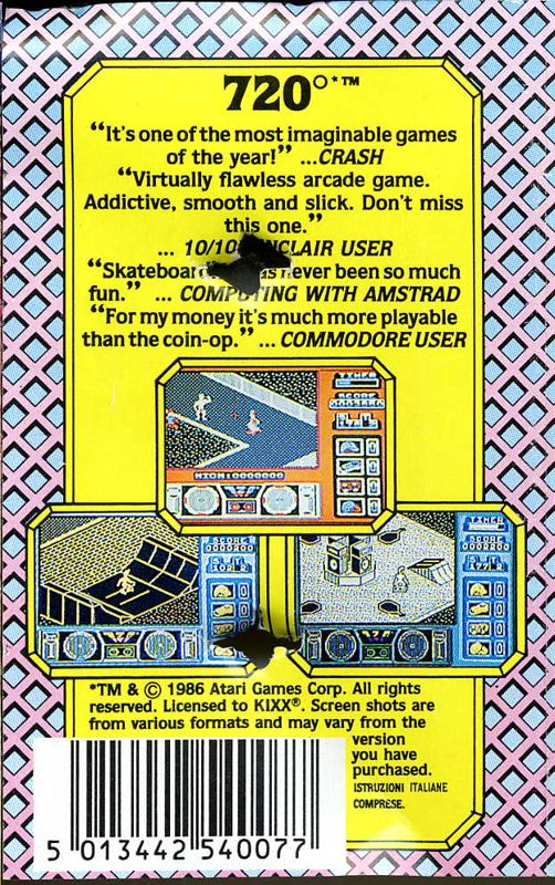 Back Cover for 720º (ZX Spectrum) (Kixx release)