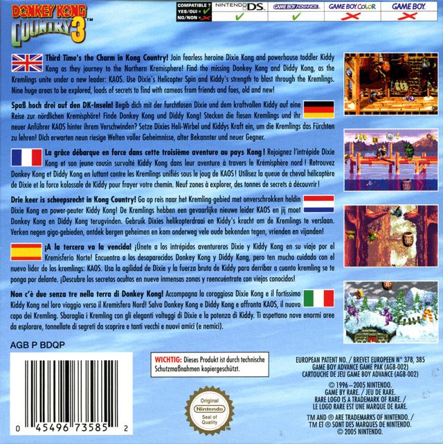 Back Cover for Donkey Kong Country 3: Dixie Kong's Double Trouble! (Game Boy Advance)