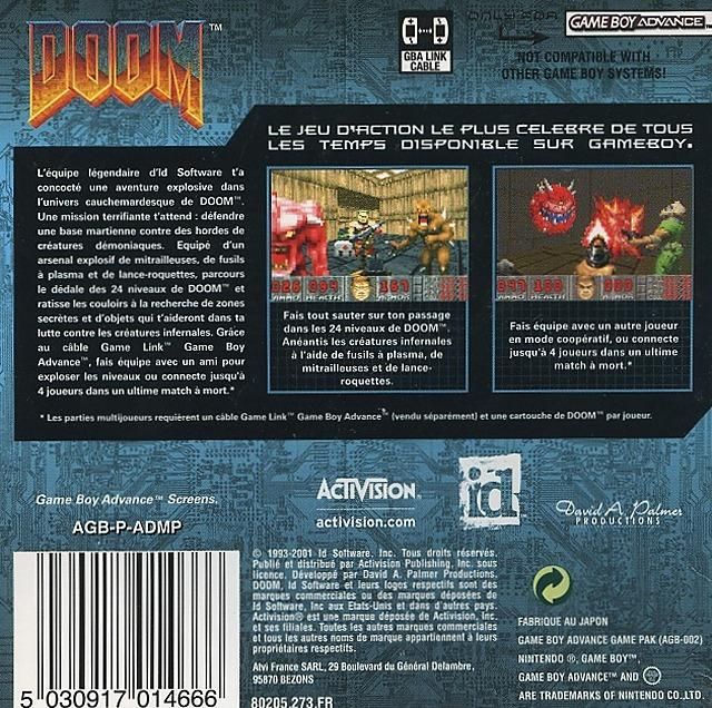 Back Cover for Doom (Game Boy Advance)