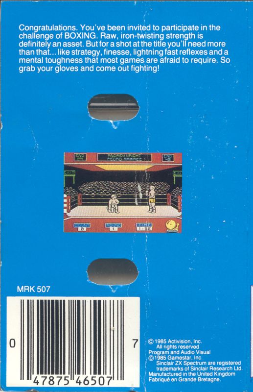 Back Cover for Star Rank Boxing (ZX Spectrum)