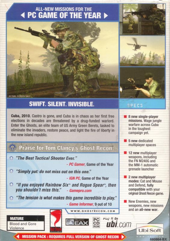 Back Cover for Tom Clancy's Ghost Recon: Island Thunder (Windows)