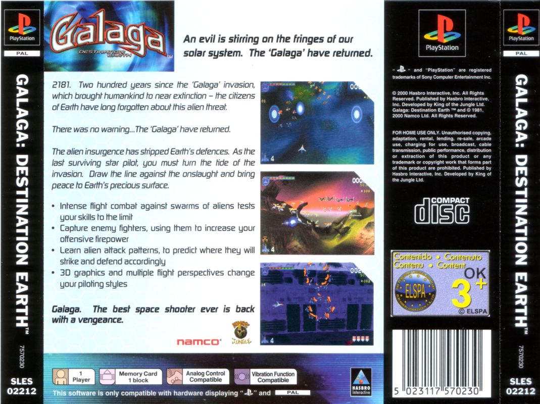 Back Cover for Galaga: Destination Earth (PlayStation)
