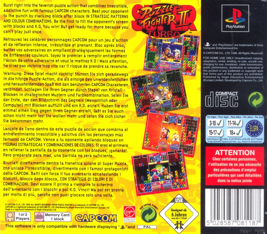 Back Cover for Super Puzzle Fighter II Turbo (PlayStation)