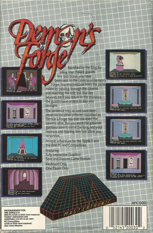 Back Cover for The Demon's Forge (Apple II and PC Booter)