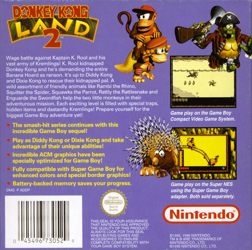 Back Cover for Donkey Kong Land 2 (Game Boy)