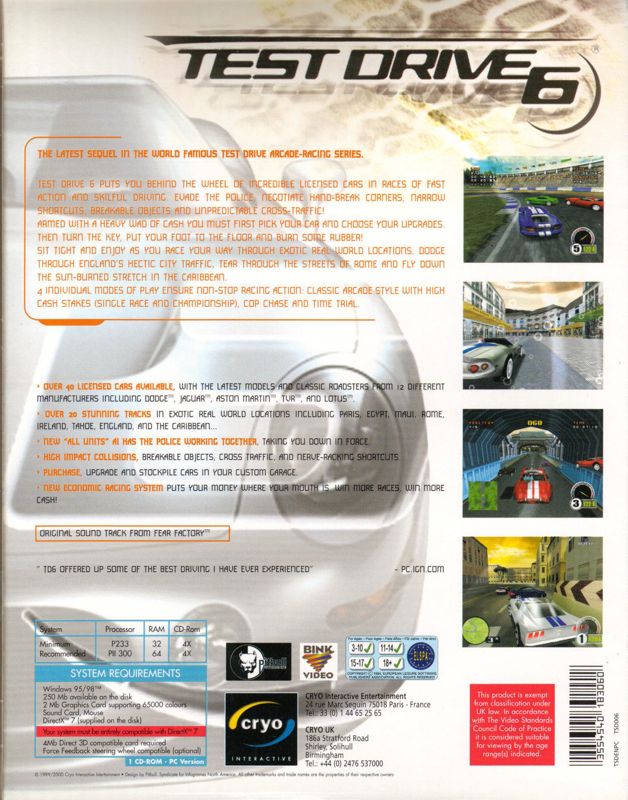 Back Cover for Test Drive 6 (Windows)