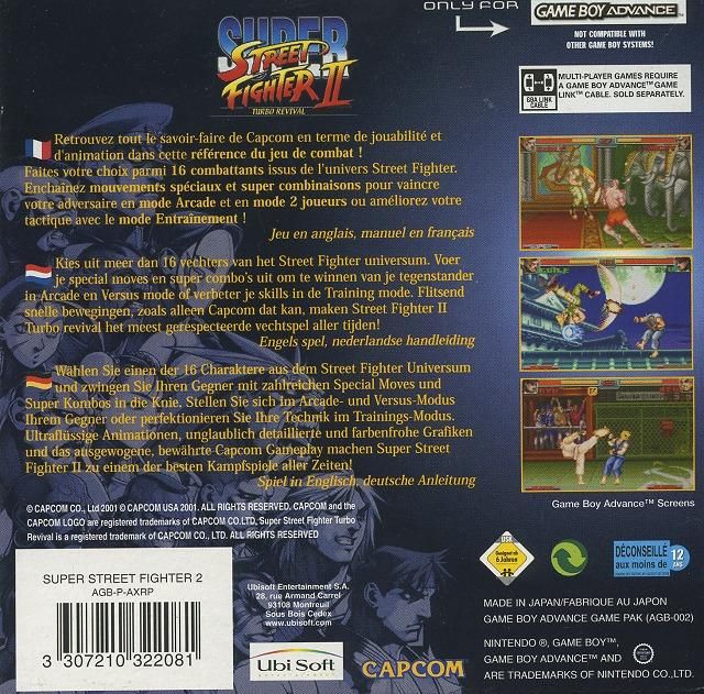 Back Cover for Super Street Fighter II: Turbo Revival (Game Boy Advance)